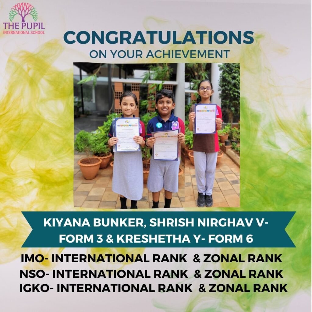 Celebrating International and Zonal Ranks in Olympiad at The Pupil International school at The Pupil International School