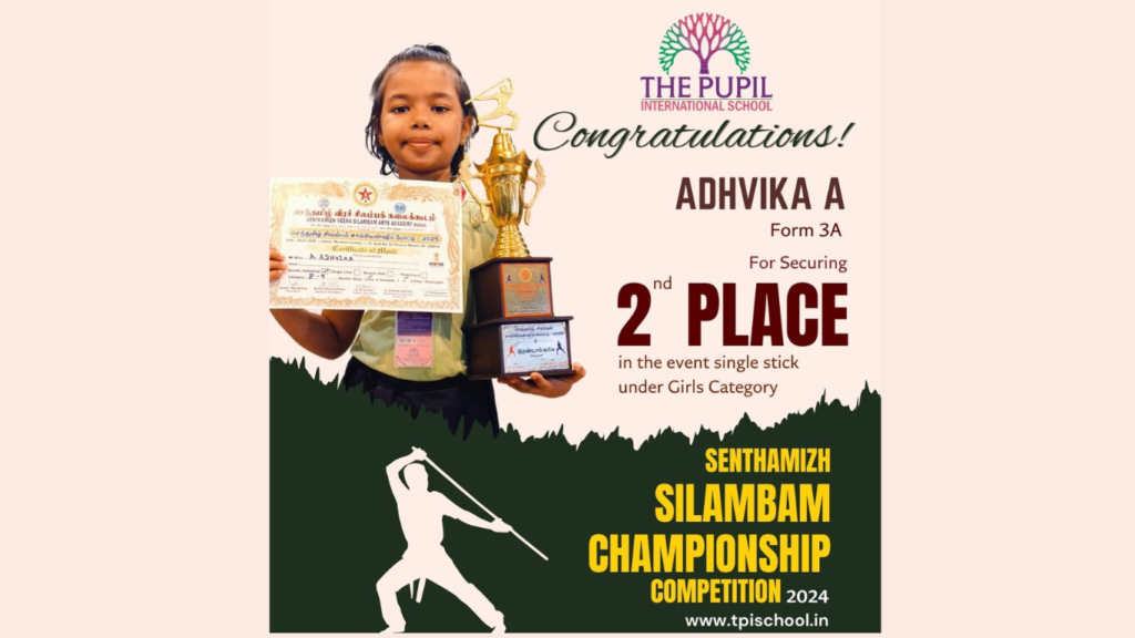 Adhvika A Excels in Silambam Championship at The Pupil International School