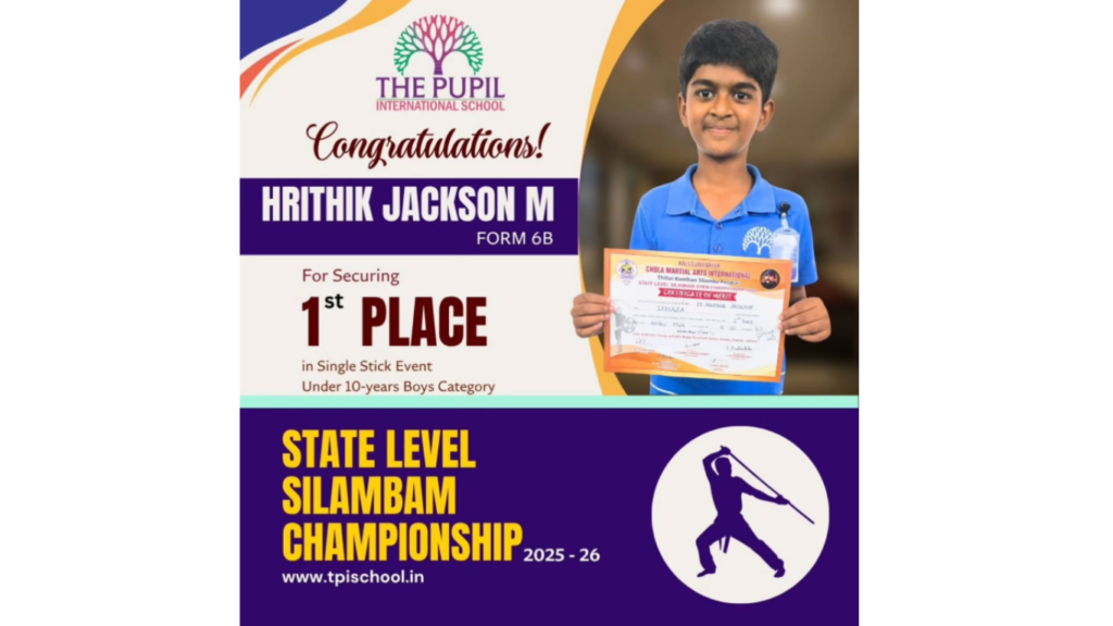 Proud Achievement in Silambam at The Pupil International School