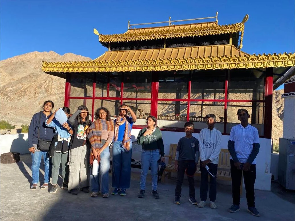 Heritage Club students outside Diskit Monastery in Ladakh.